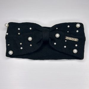 bebe 🖤 Black Ear Warmer Winter Headband With Faux Pearl Detail NWOT